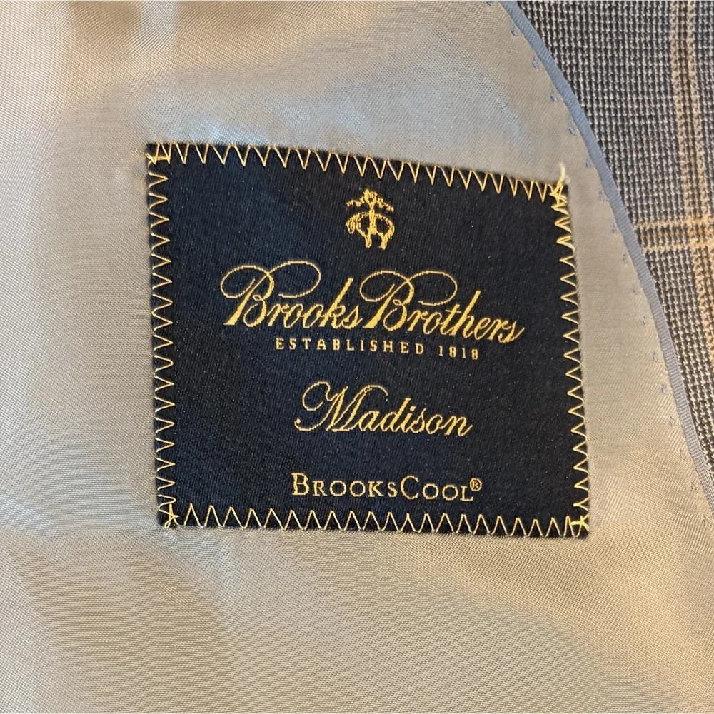 Brooks Brothers BrooksCool Madison Fit 42L Sport Coat Windowpane Gray Summer